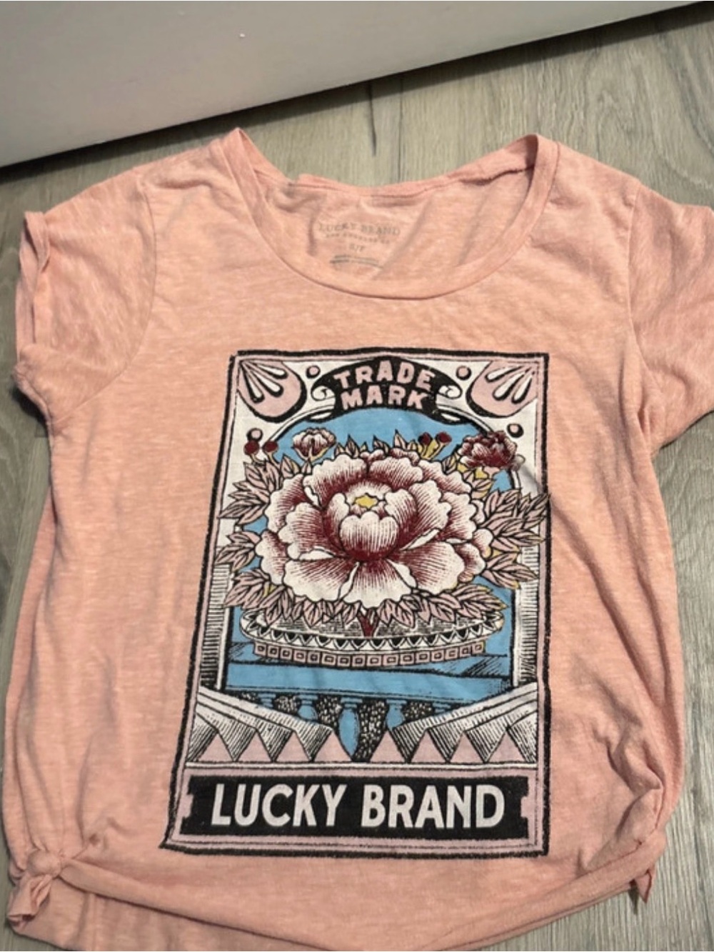 Lucky Brand Girls Light Pink Graphic Floral Tee